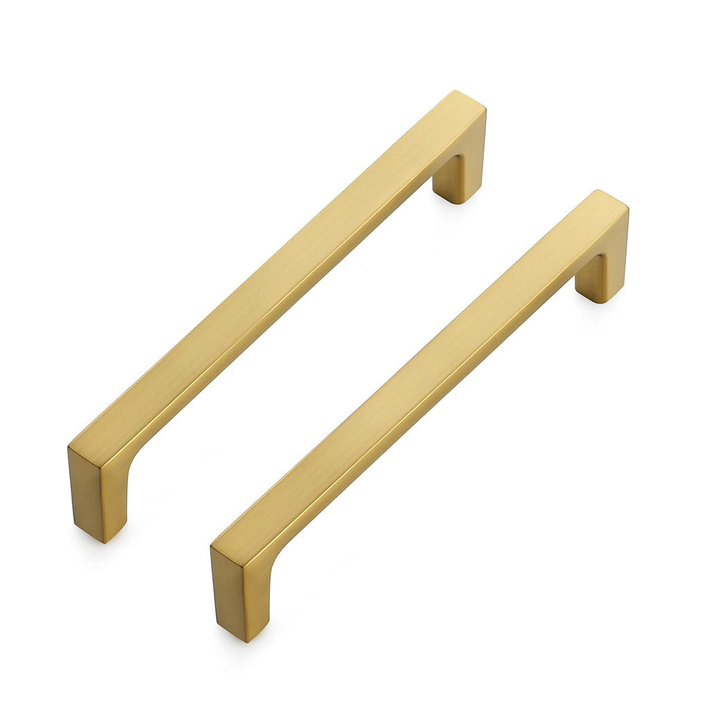 Brushed Brass Solid Pulls Cabinet Handles 5 Inch 10 Pack