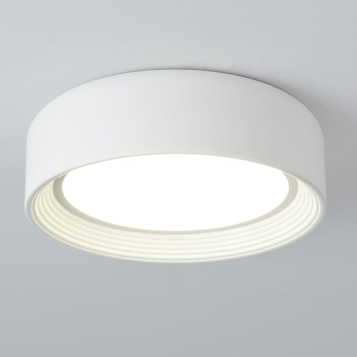 Dimmable White Flush Mount Ceiling Light,11.81 in LED 5CCT Fixture | 24W Matte Close to Ceiling,3000K-6500K Round