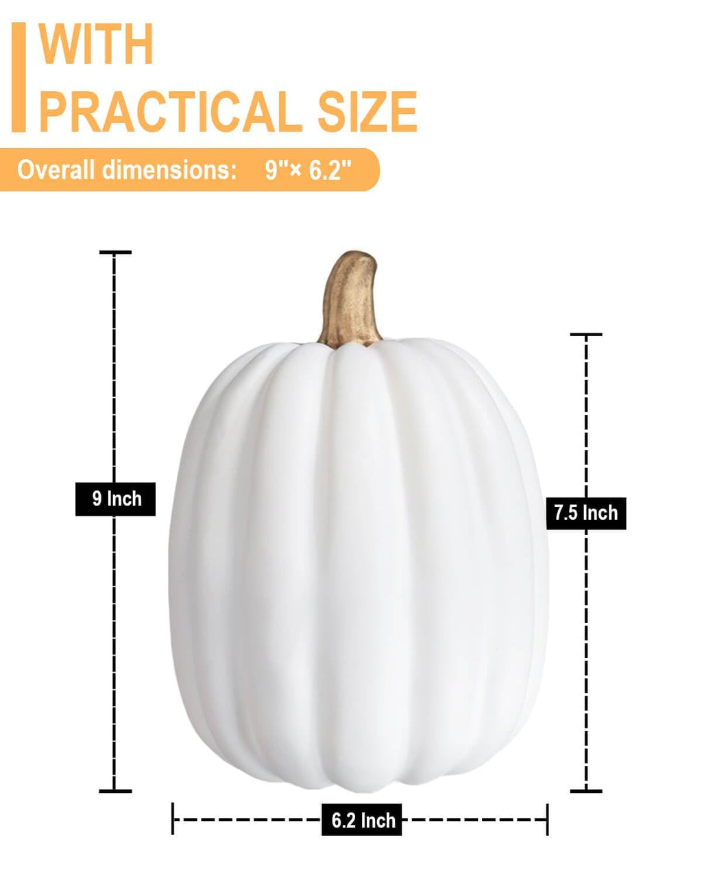 8 Inch White Artificial Pumpkins, 4 Pack Foam Pumpkins for Fall Decor