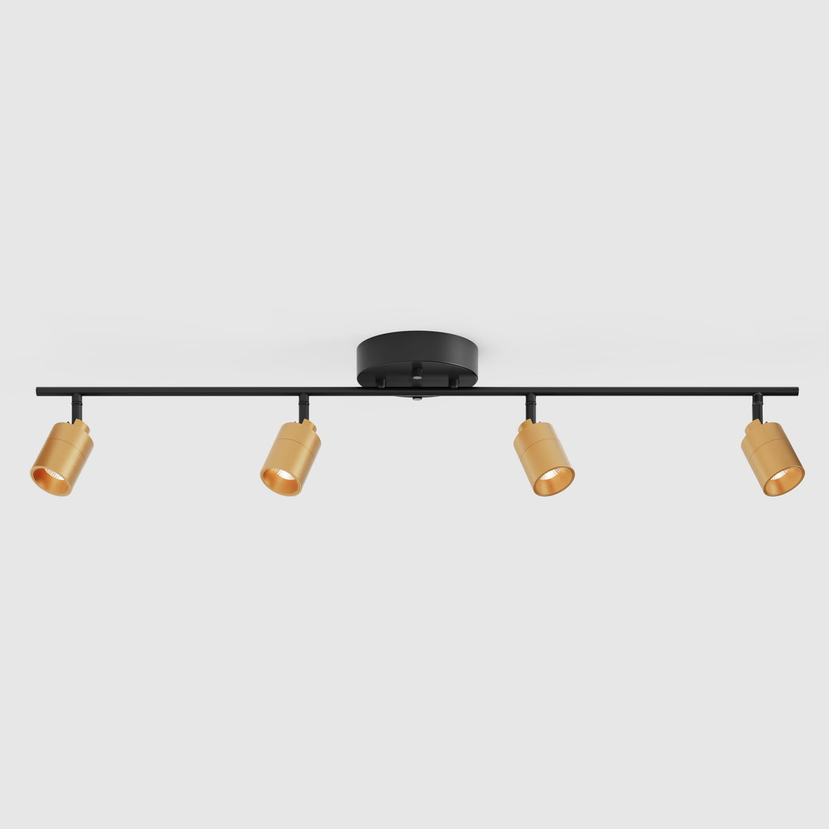 Shura Black & Brass 4-Light Track Light with Adjustable Heads, Integrated LED Bulbs, 3 ft. Track Lighting Kit Ceiling