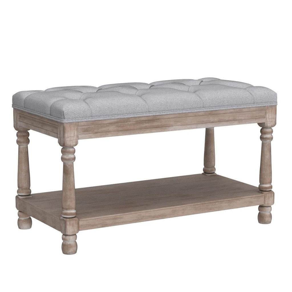 Rustic Wooden Storage Entryway Bench Shoe Rack Bench -1 Seat, Grey