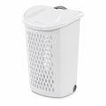 White Rolling Laundry Hamper with Wheels & Handle, 2 Bushel