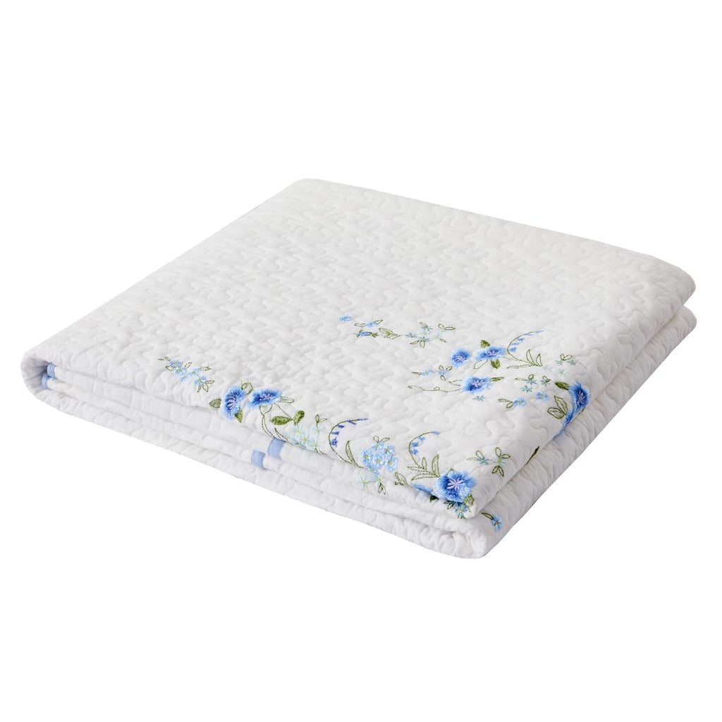100% Cotton Quilt Set - 3-Piece Lightweight Bedspread Coverlet with Embroidery, All-Season Bohemian Bedding