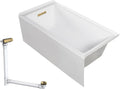 UATLN603220-L-CB Unity 60-in x 32-in x 20-in Alcove Acrylic Bathtub Kit With Left Hand Drain, White/Champagne Bronze