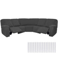 7 Pcs L Shape Sectional Sofa Covers, Dark Gray, Milk Silk