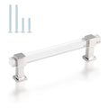 Acrylic Cabinet Handles & Pulls 5" Hole Centers Square 10 Pack