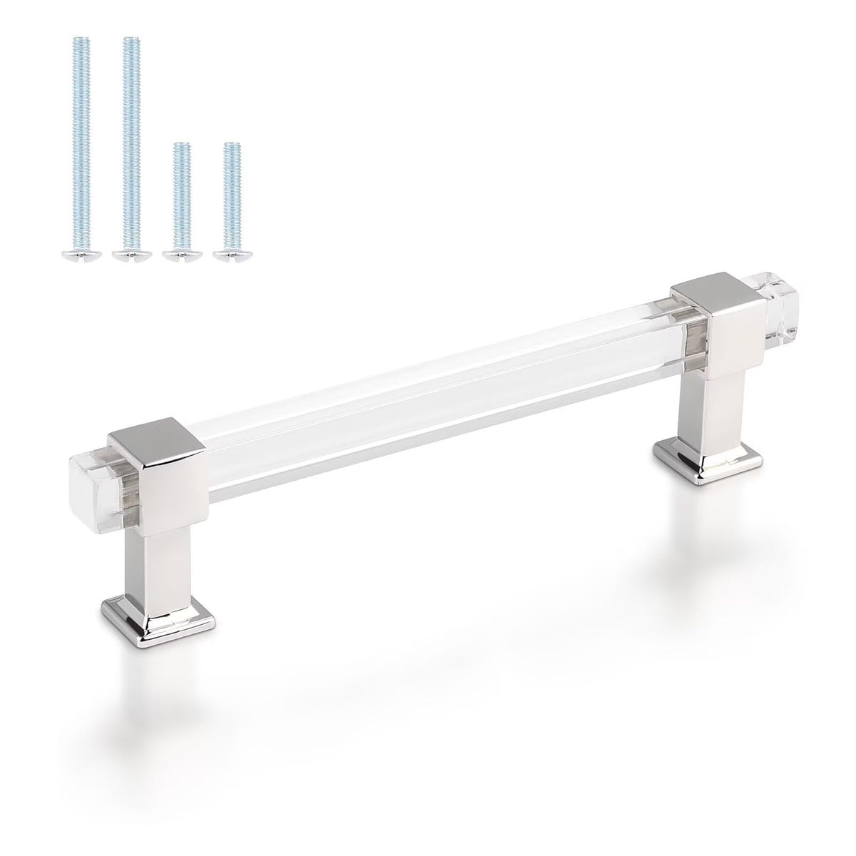 Acrylic Cabinet Handles & Pulls 5" Hole Centers Square 10 Pack