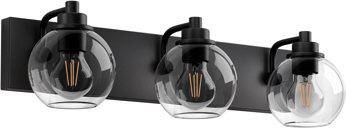 Bathroom Light Fixtures-Matte Black Vanity Lights , Modern Black Vanity Lights 3-Light Bathrooms Lighting Fixtures