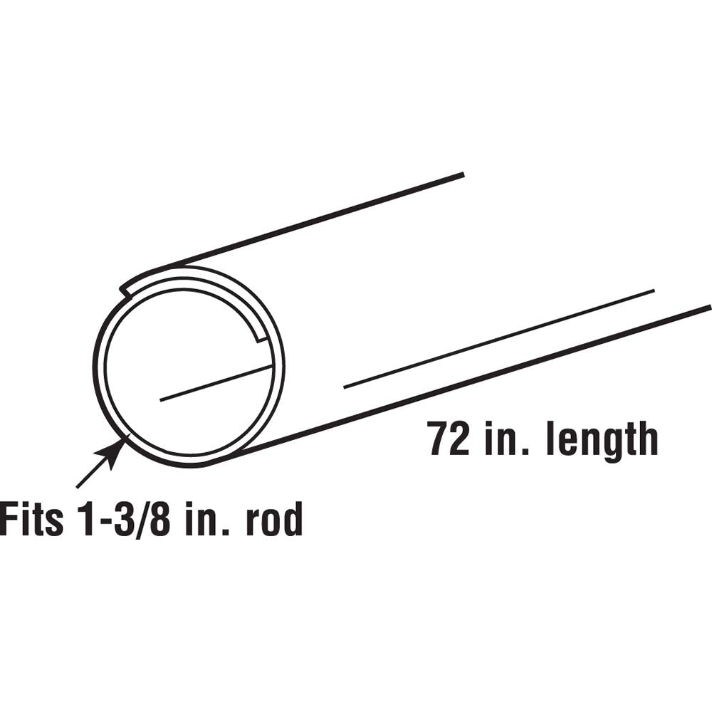 Closet Rod Covers, White, 72 in., Fits Most Rod Diameters, 12 Pack