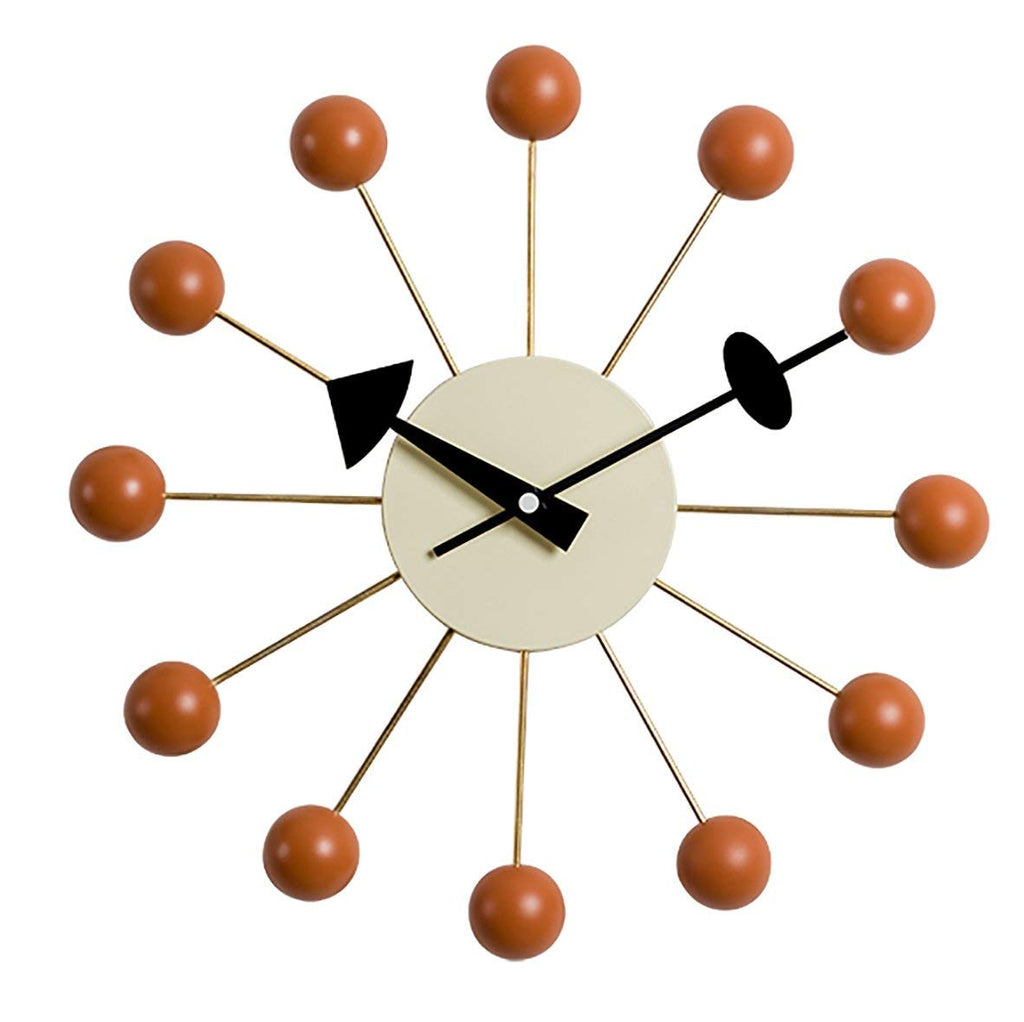 Inspired Nelson Style Modern Mid Century Retro Design Wood Wall Ball Clock Orange
