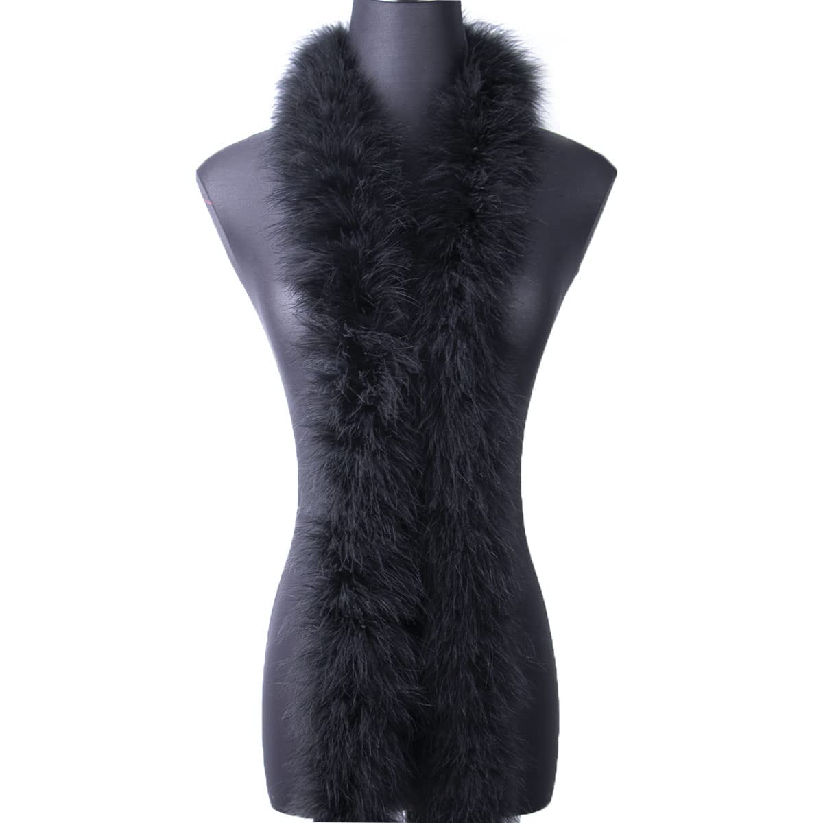 50g Black Fluffy Marabou Feather Boa for DIY Craft Sewing Trim Home Wedding Party Christmas Decoration - 2 Yards