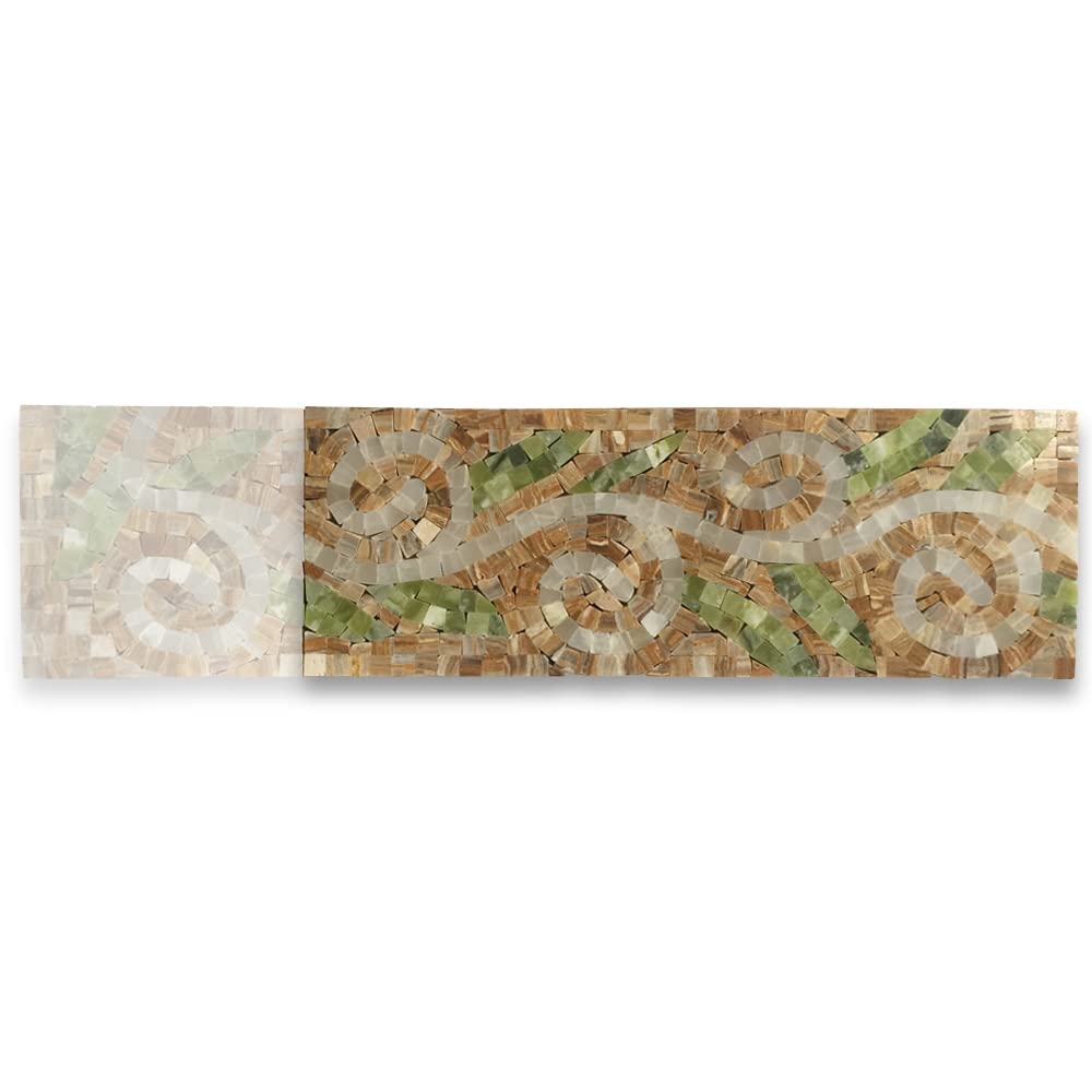 Garden Onyx 4.7x13.4 Marble Mosaic Border Listello Tile Polished Kitchen Bath Wall Floor Backsplash Shower (1 piece)