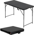 4ft Folding Table, Adjustable Height Plastic Foldable Table, Black