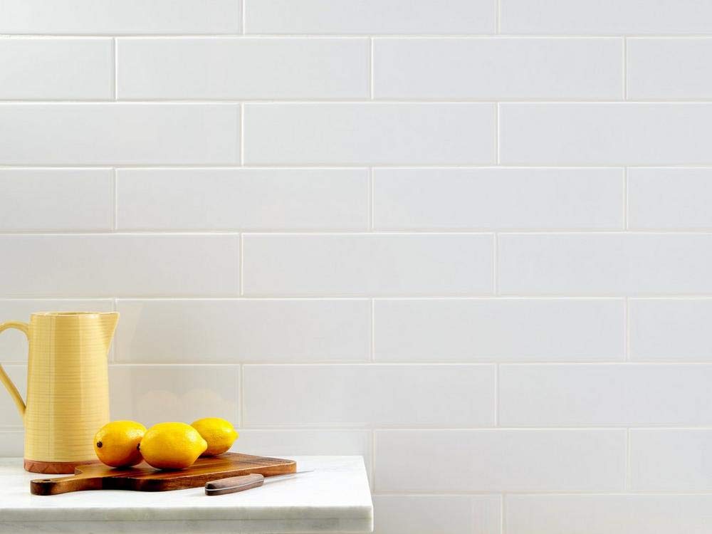 3x12 White Ceramic Subway Wall Tile Backsplash (25 Pieces- Box of 6 Sq.Ft.) (Matte) Shower, Accent Decor