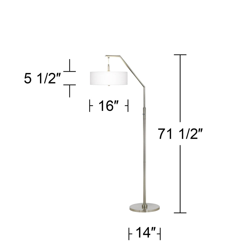 Inspired Arco Style 71 1/2" Tall Blue Faux Silk Brushed Nickel Arc Floor Lamp