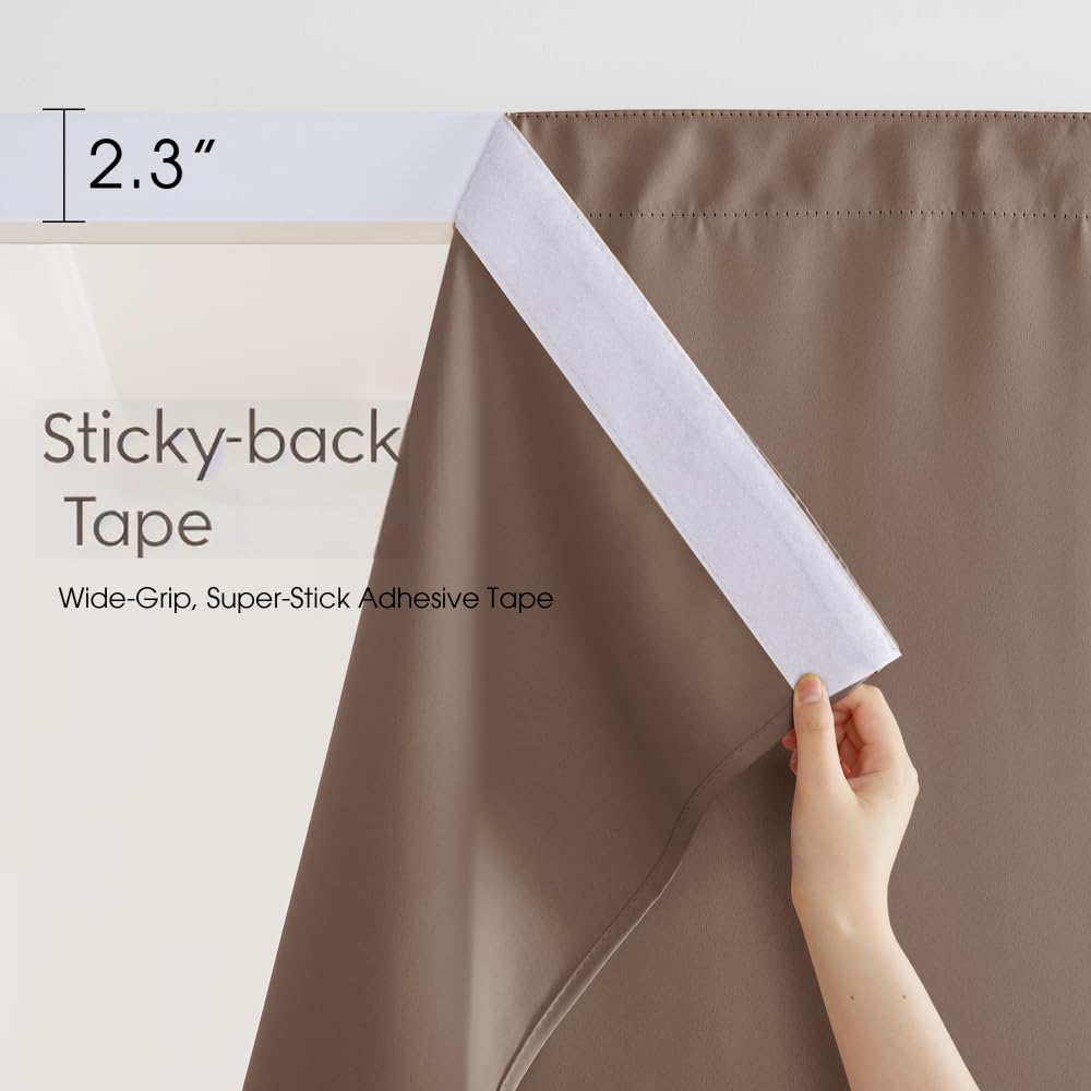 2 Panels Outdoor Curtains 96" L Mocha Adhesive Top