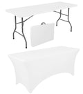 1 Set 6 FT Rectangle Folding Table with Carrying Handle, Lightweight Fold-in-Half Utility Table, with Matching White