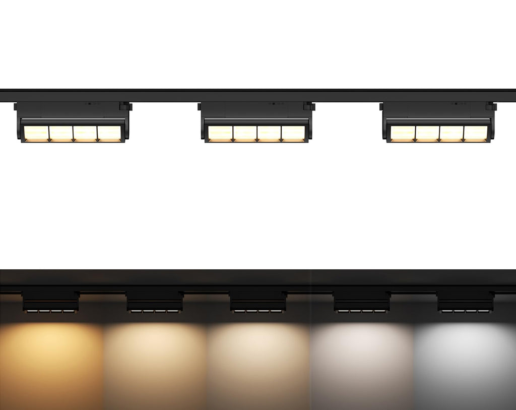 5 Color Linear H Track Lighting Heads Dimmable, 12W 3 Pack, Black