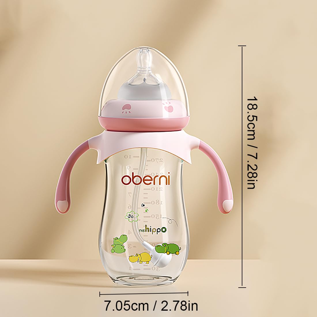 Baby Bottles, Weighted Straw Toddler Milk Bottles with Non-Slip Handle, Size + Variable Fast Flow, 12+ Months