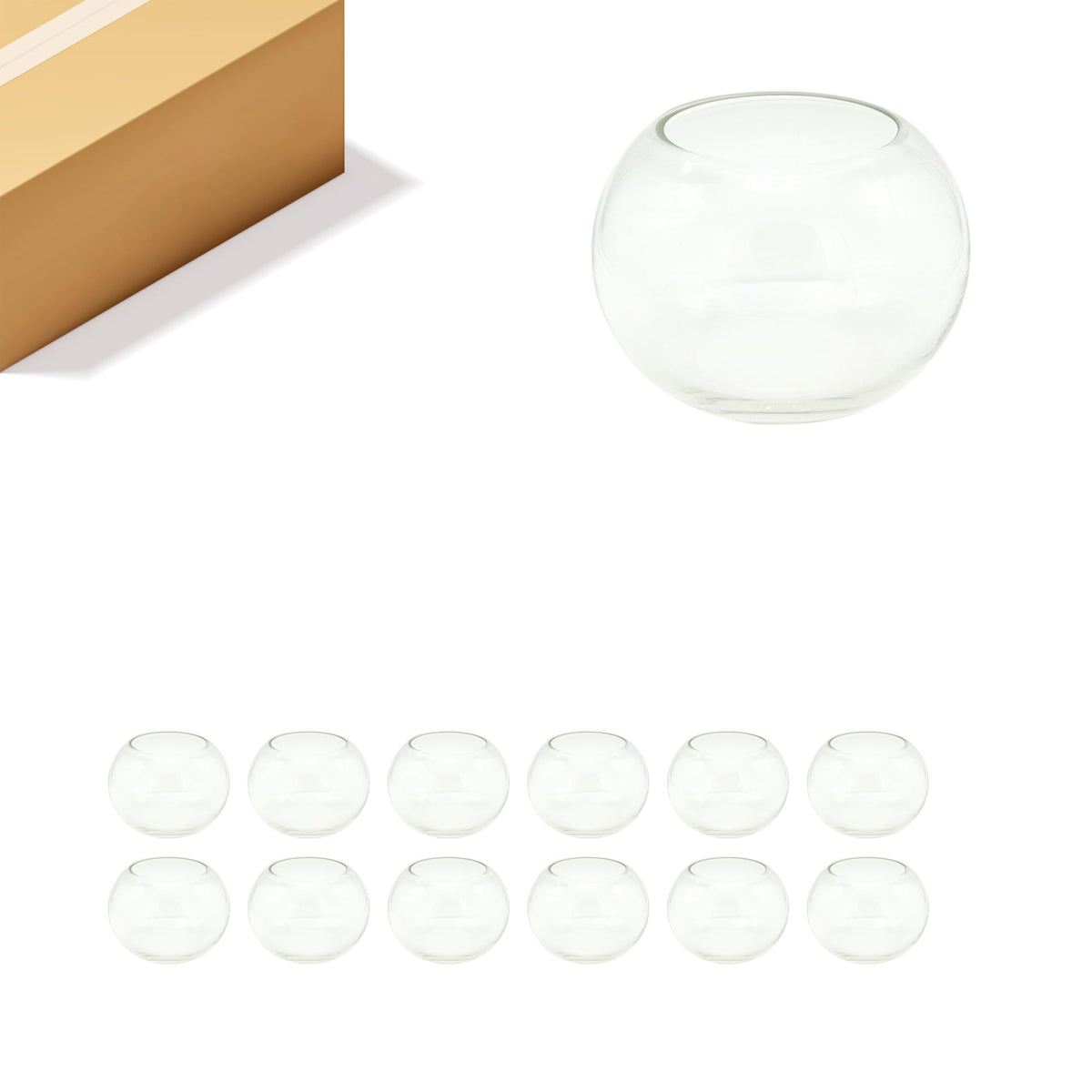 WGV Bowl Glass Vase, Diameter 5.1", Height 3.75", Open Width 3", (Multiple Sizes Choices) Clear Bubble Planter