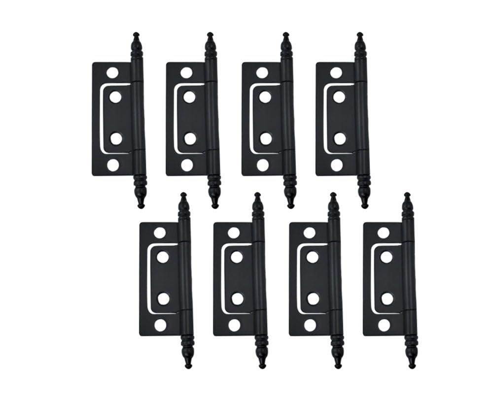 Durable Steel Non-Mortise Hinge with Final Pins, for Chest, Box, Vintage Cabinet Furniture, 2"x0.9", Matte Black