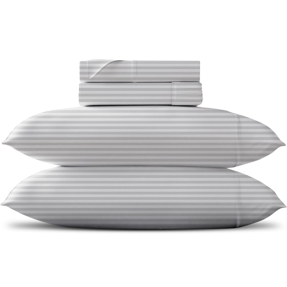 King Size Sheets Set - 600 Series Egyptian Cotton Sheets King Size (4 PC, White Stripe), 16" Deep Pocket, Soft