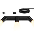 LED Track Lighting Ceiling Fixtures, Black 3-Light Plug in Track Lights, 3 Way Ceiling Spotlight, 15 FT