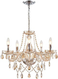 Five-Light Modern K9 Crystal Dining Chandelier with Clear Drops