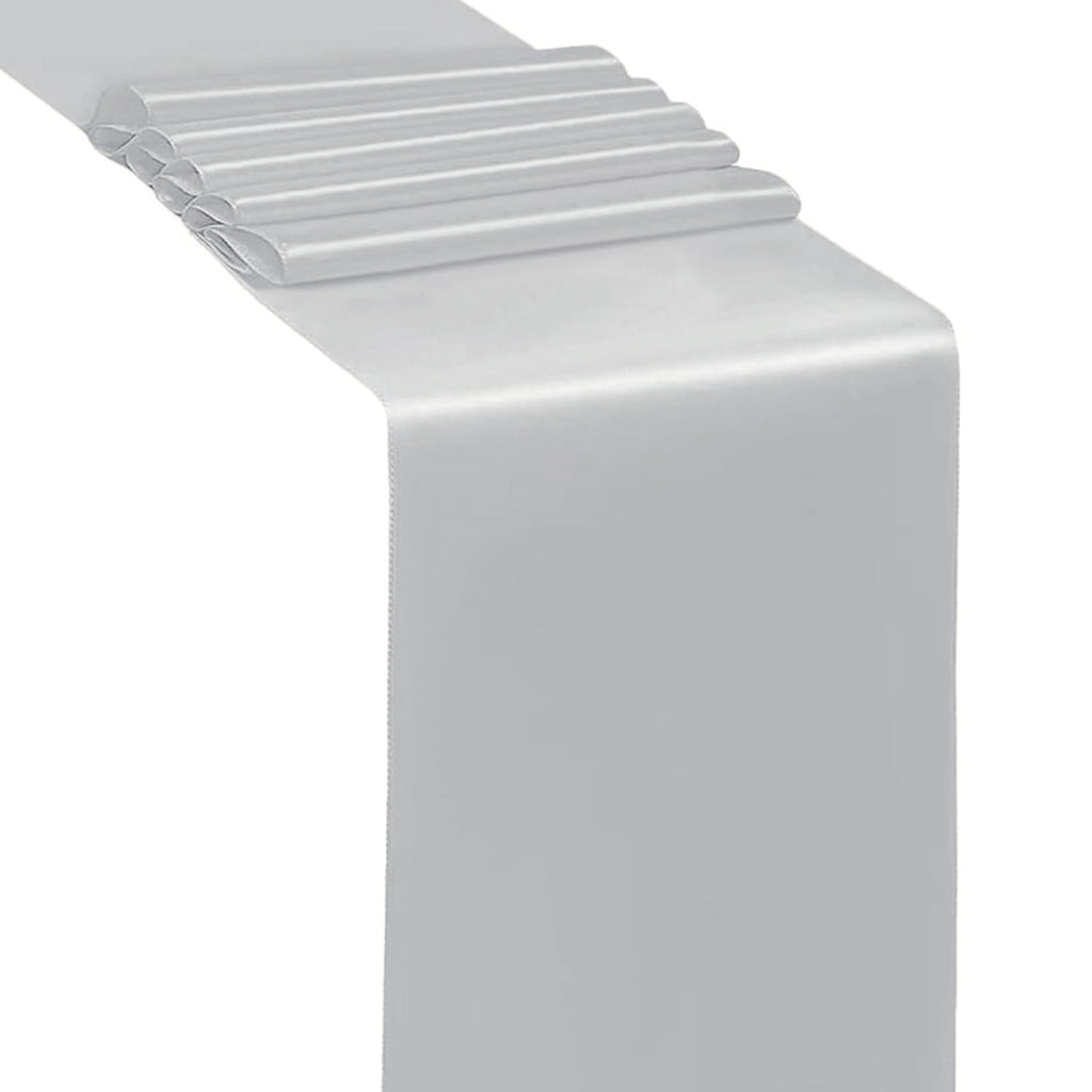 50 Pack Silver Chair Sashes Bows for Wedding, Satin Chair Ribbons, 7x108 in