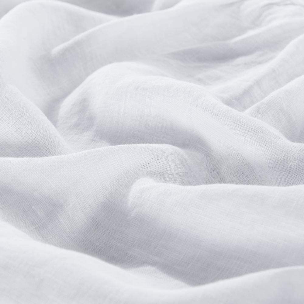 Washed French Linen Bed Skirt, Dust Ruffle, 54" W x 75" L, Drop 16", Super Soft, Ruffle Style, White.
