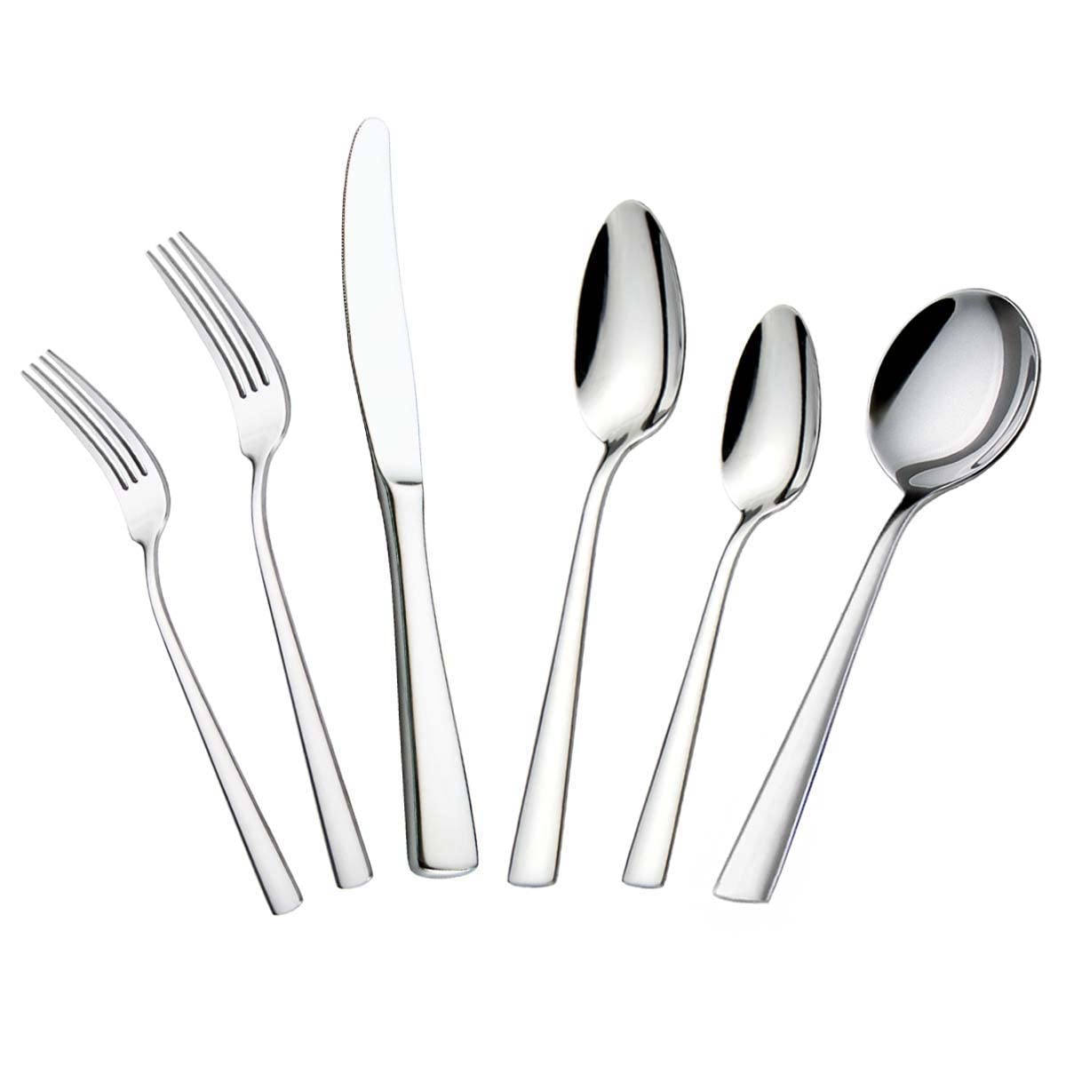 Cutlery Set, 24 Piece Silverware Set With Soup Spoons for 4,Stainless Steel,Silver