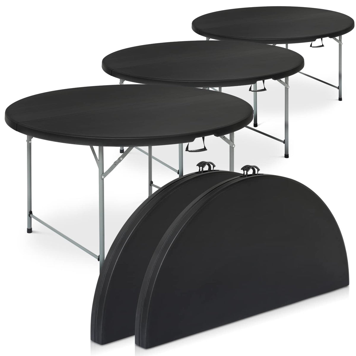 5Ft 5-Piece Folding Table Set (Black - 5 Pack, 5ft)