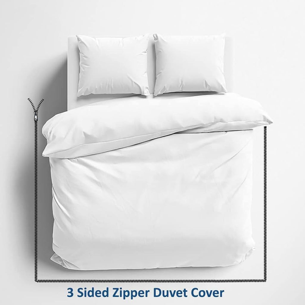 3-Sided Zipper Closure Duvet Cover - Easy On & Off Bedding, Egyptian Cotton Duvet Cover Set King Size (90" x