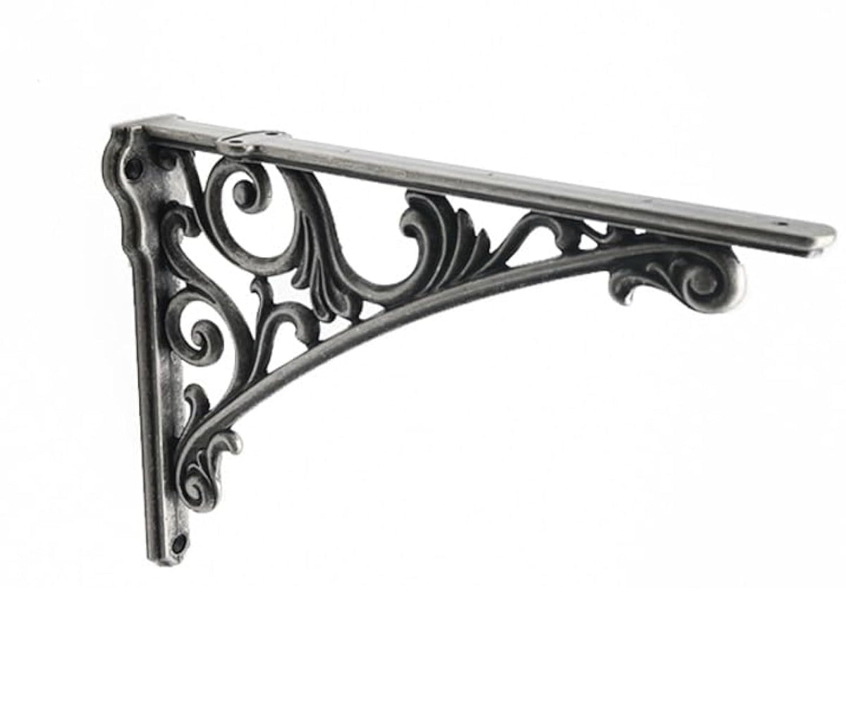 Decorative Shelf Bracket 8 inch, Rustic Antique Silver Brackets for Shelving, Heavy Duty Vintage, DIY Projects