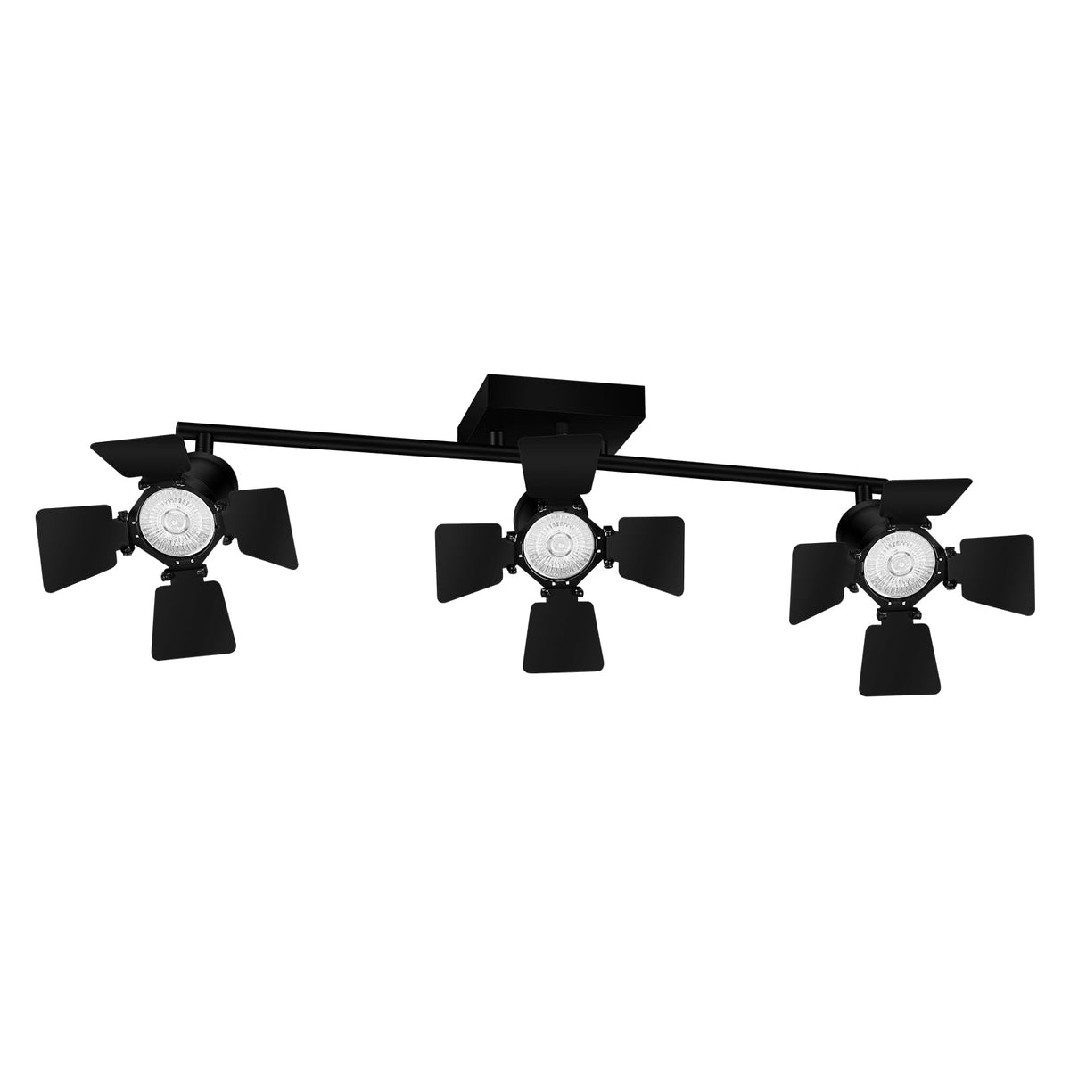 3 Light Track Lighting Fixtures Ceiling, Black Track Lighting with Upgrade Lamp Heads, 3 Way Track Lights Ceiling