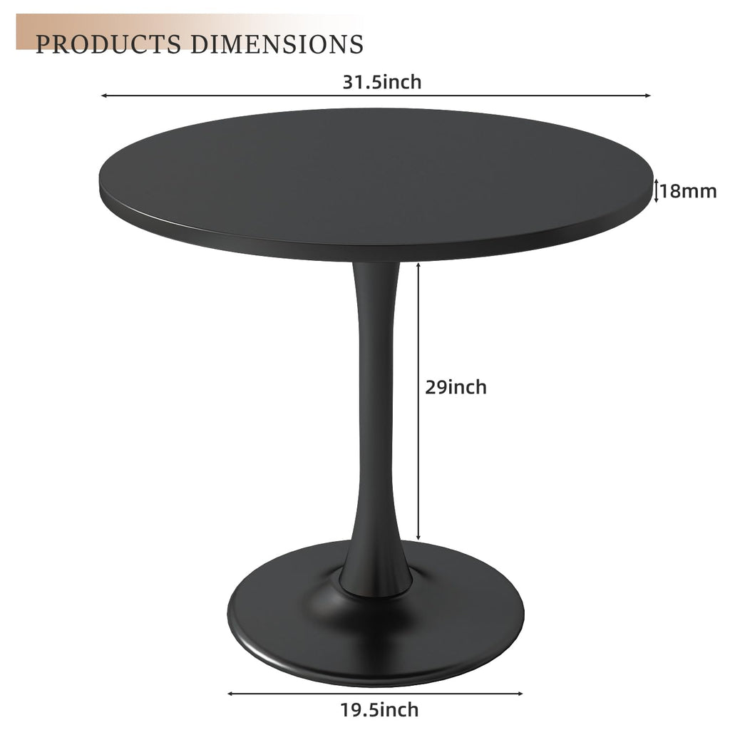 Inspired Saarinen Style Modern Black Round Dining Table 31.5 inch, Black Tulip Round Table for Two People, Mid Century Round Coffee Table