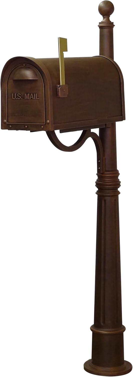 Classic Curbside Mailbox with Aluminum Post - Copper Mailbox with Ashland Post