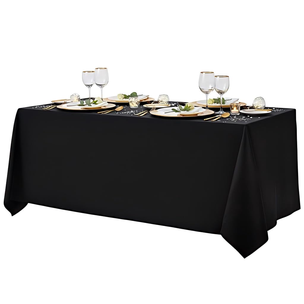90x156 Inch Black Tablecloth for 8 Foot Rectangle Tables