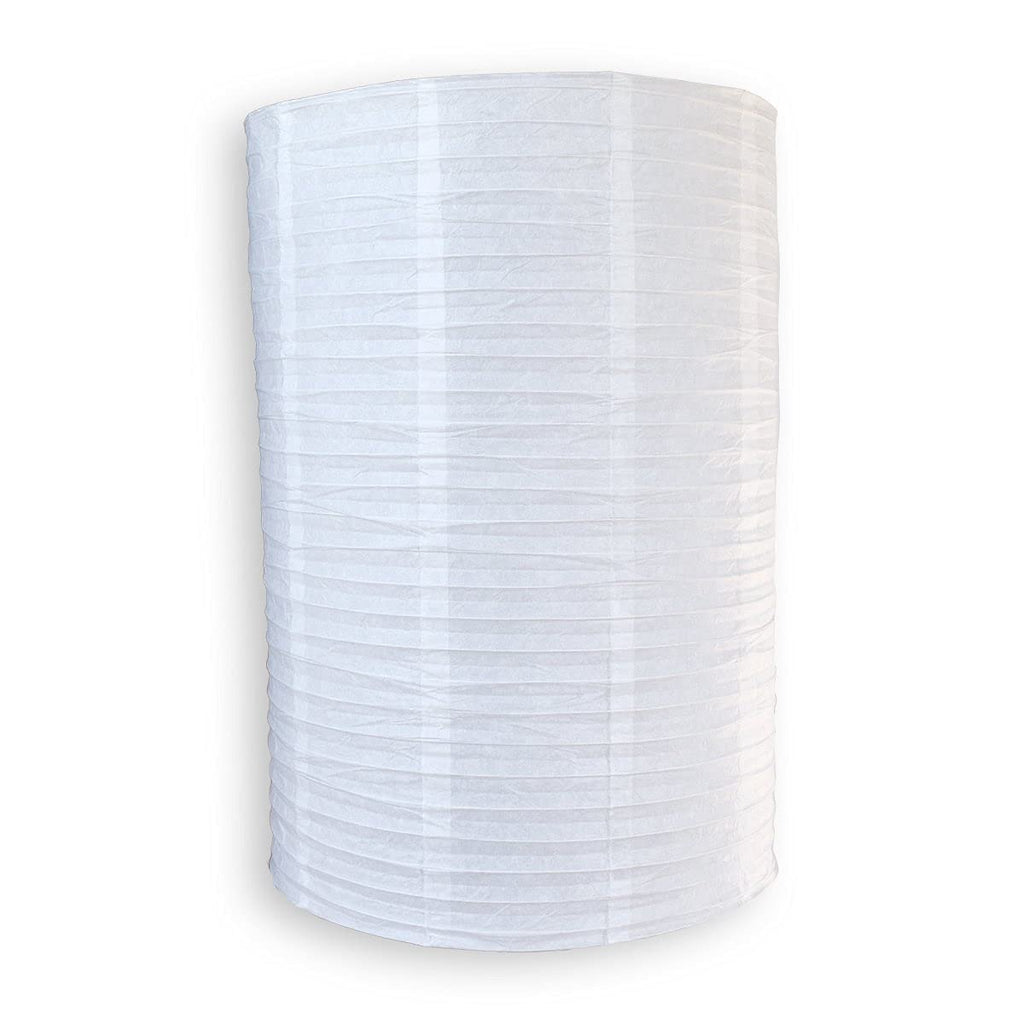 Inspired Noguchi Style PaperLanternStore.com Jumbo White Cylinder Unique Shaped Paper Lantern, 20-inch x 30-inch