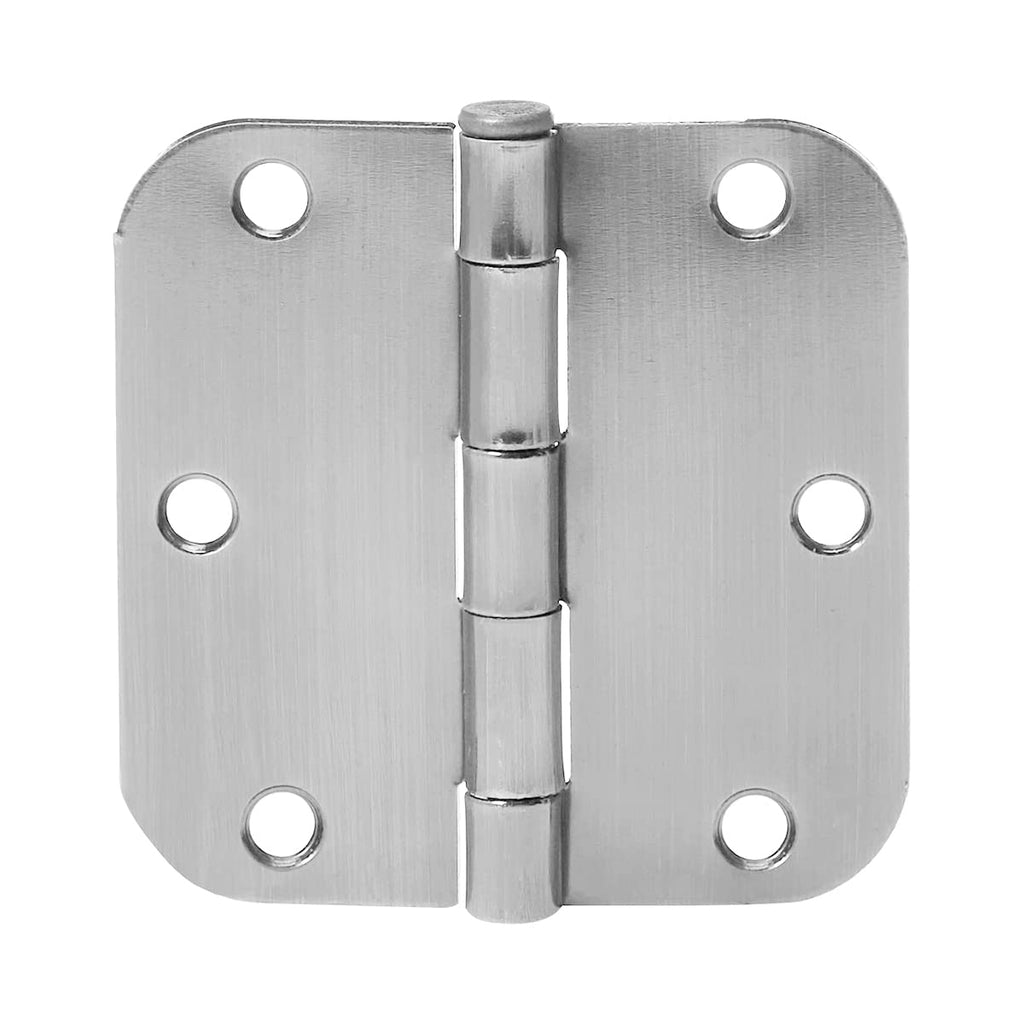 Rounded Interior Door Hinges with Screws, 3.5" x 3.5", Satin Nickel, Curved Corners, 18-Pack