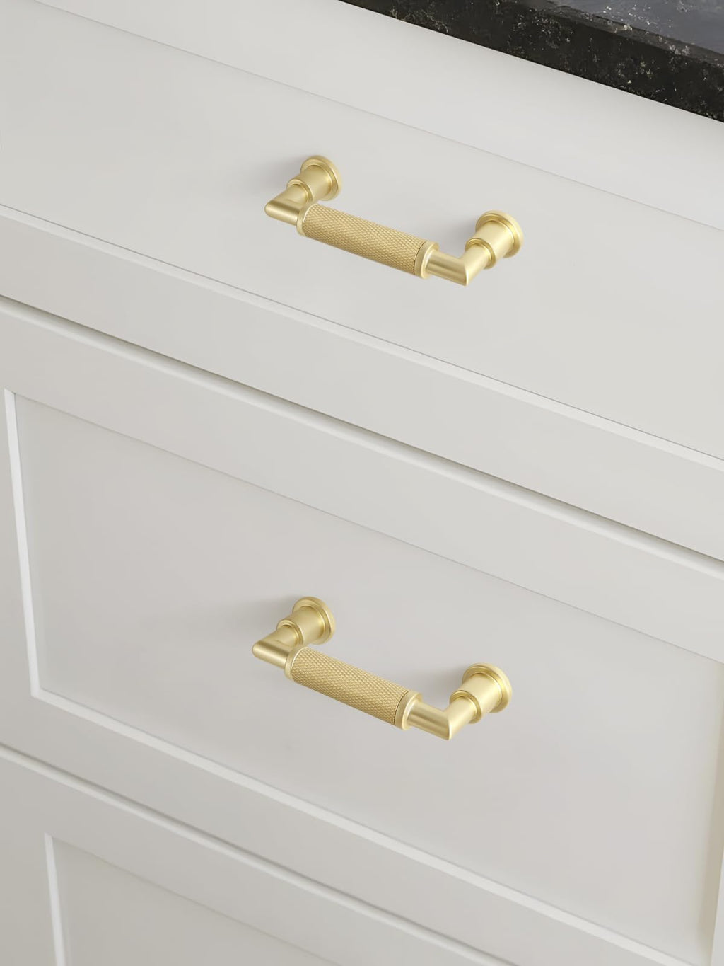 5 Pack Gold Cabinet Pulls 3" Hole Center Knurled Brass Drawer Pulls Bathroom Dresser Handles Hardware Bar Zinc Alloy