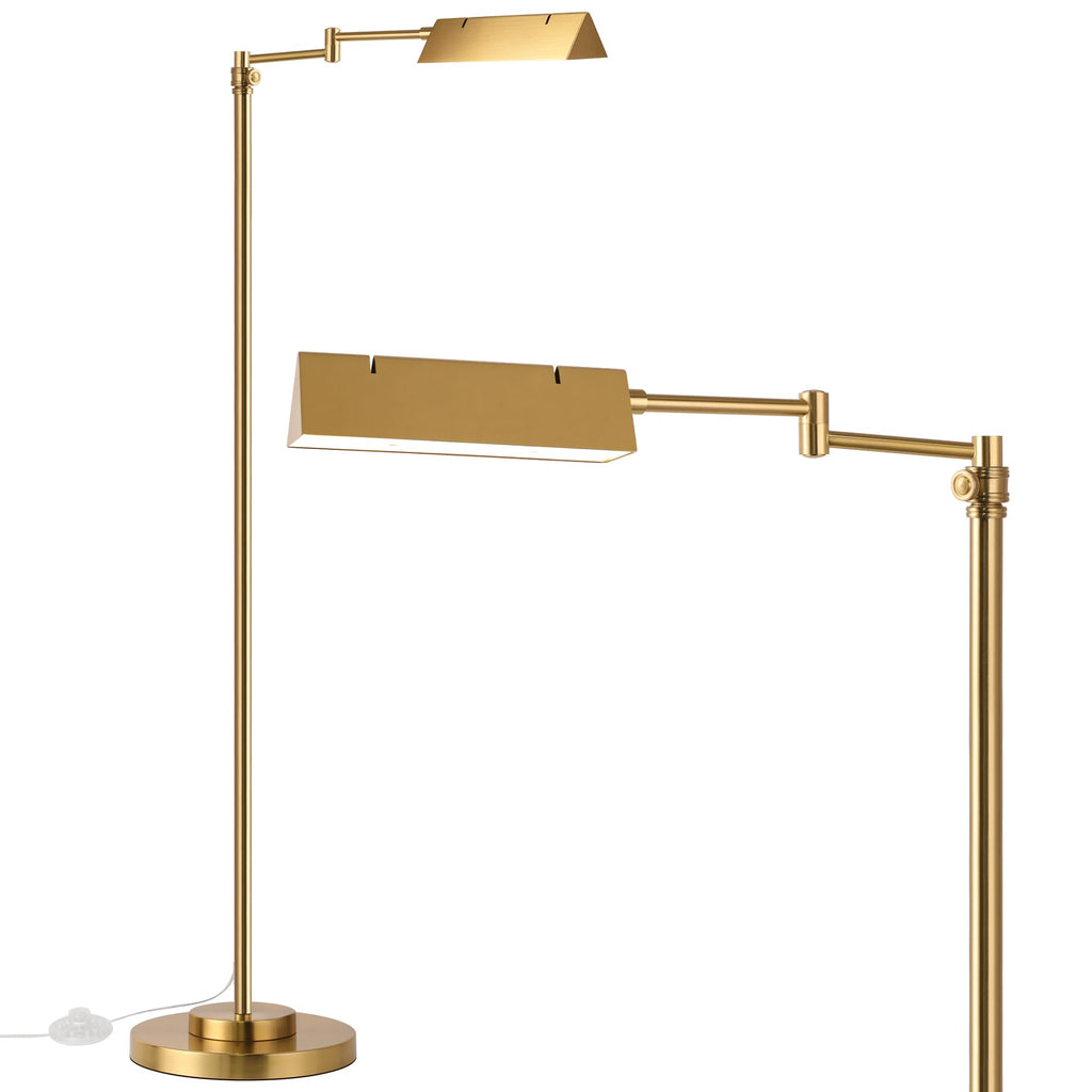 LED Floor Lamp, 12W LED Adjustable Height Pharmacy Floor Lamp 350° Swing Arms & Head, 3-Color Temperature