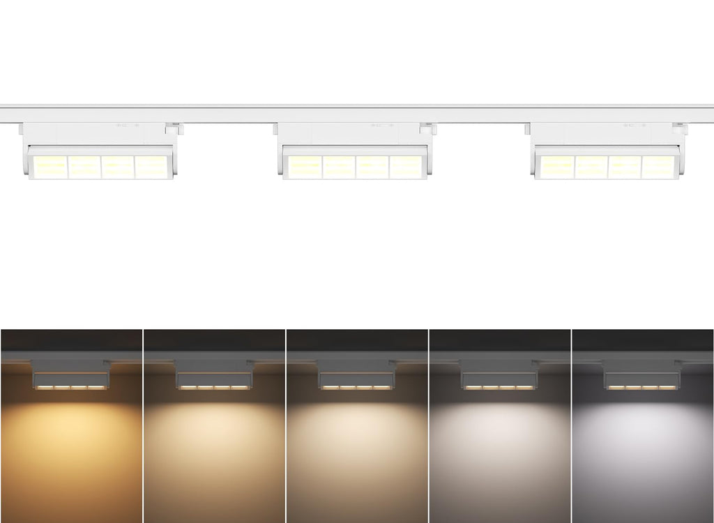 5 Color Linear H Track Lighting Heads Dimmable, 12W 3 Pack, White