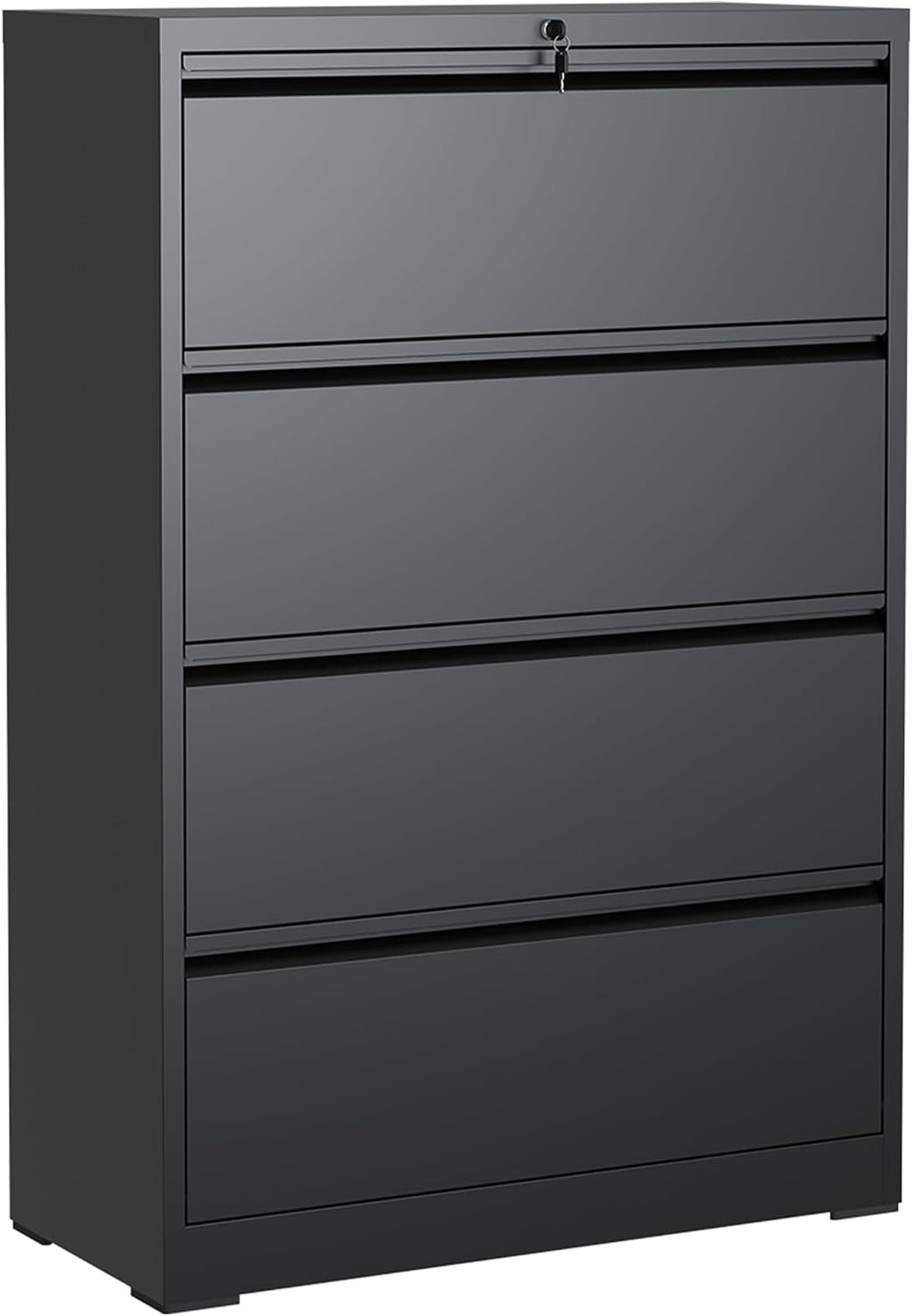 4 Drawer Lateral File Cabinet with Lock, File Cabinet ,Black | Heavy-Duty Steel Locking File Cabinet, Hanging