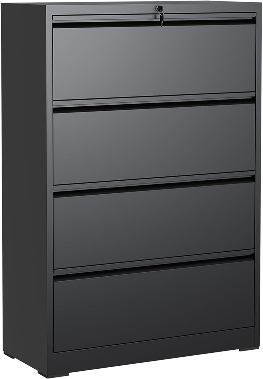 4 Drawer Lateral File Cabinet with Lock, File Cabinet ,Black | Heavy-Duty Steel Locking File Cabinet, Hanging