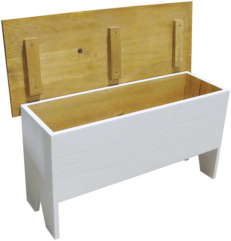 Wooden Storage Bench 3' Long (Solid Cottage White)