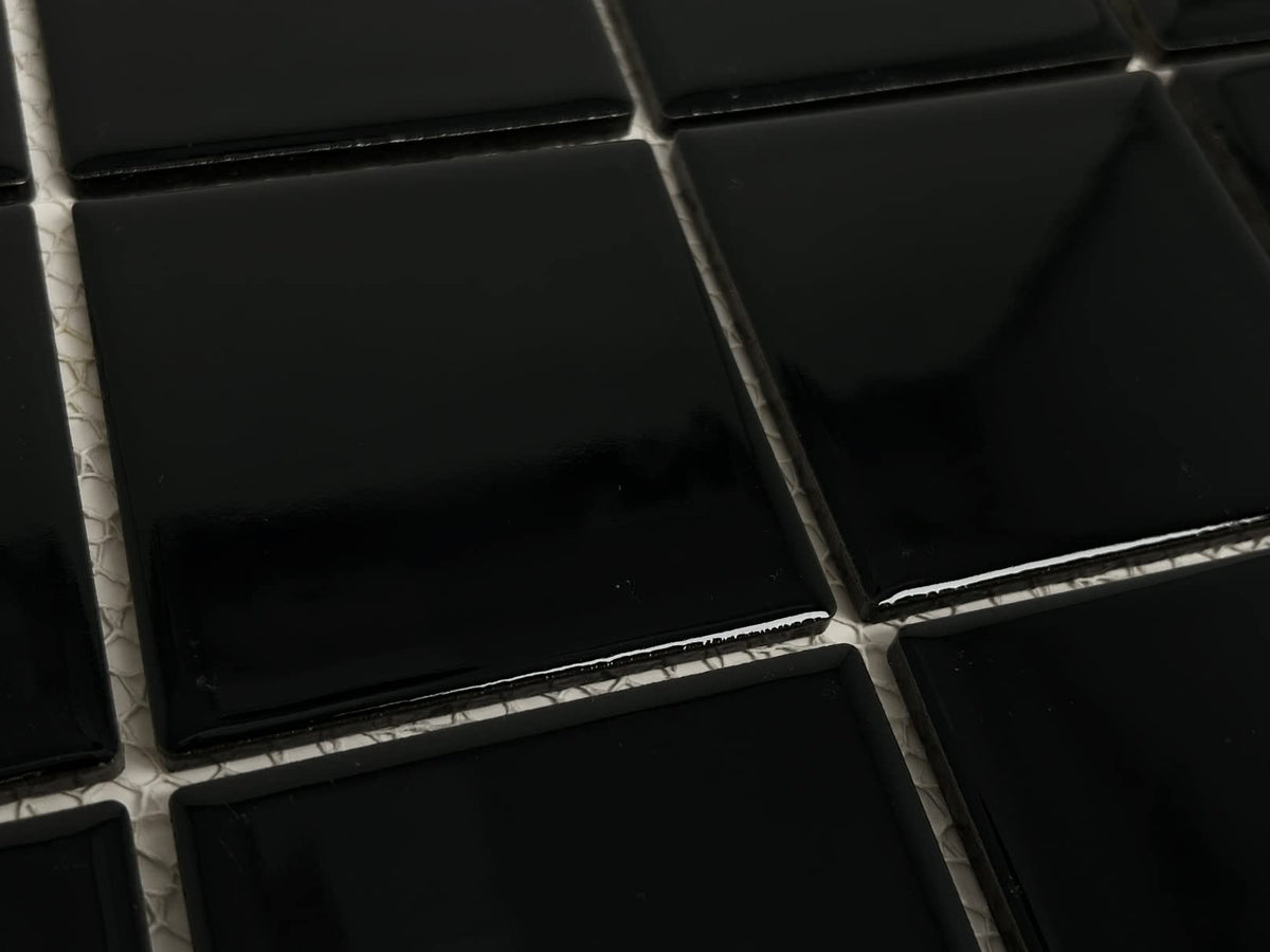 5 sq.ft. Black 3x3 Inches Porcelain Tile - Polished Square Mosaic for Swimming Pools, Spas, Showers, Kitchen
