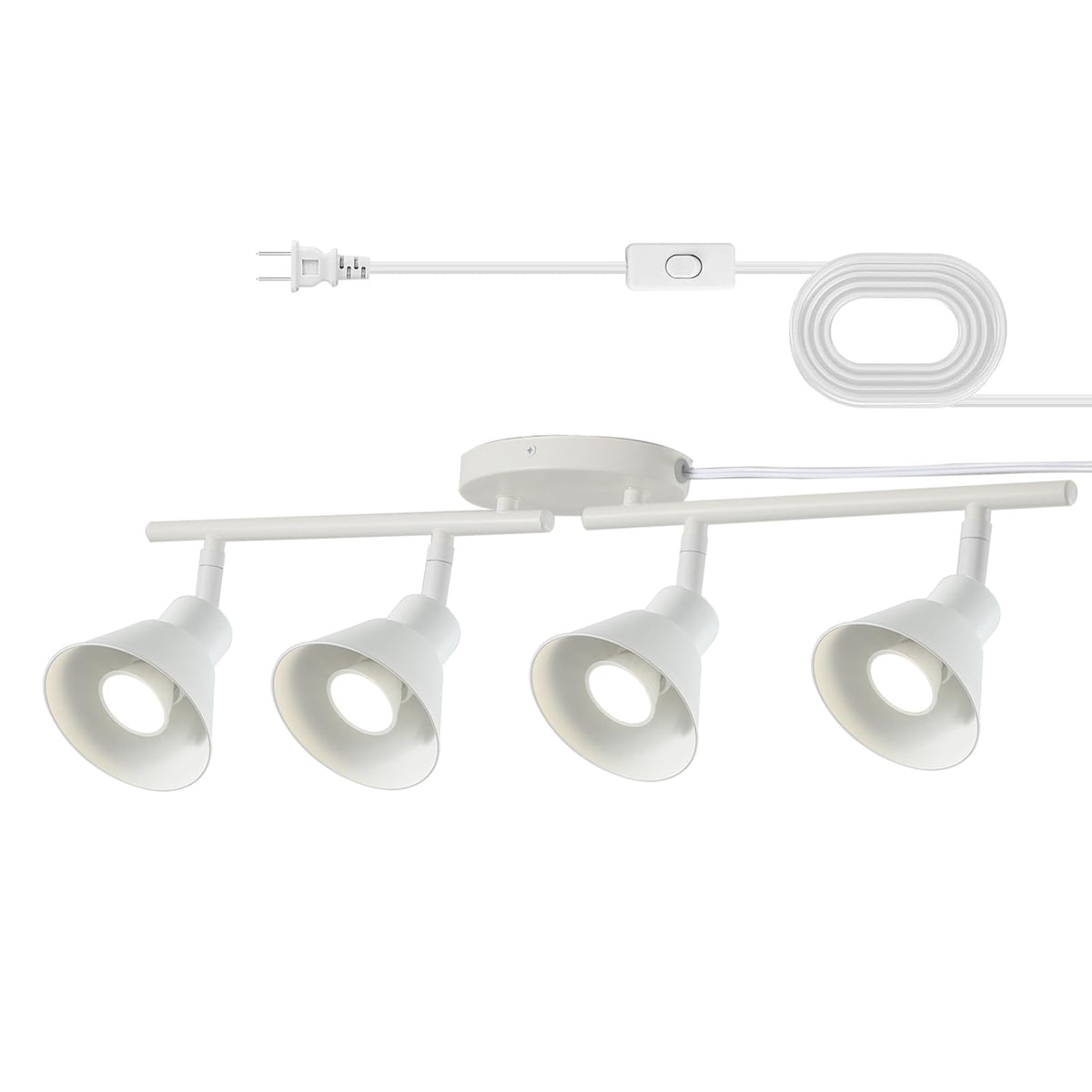 4 Light Plug in Track Lighting Kit,Modern Plug in Ceiling Light Fixture,16.4ft Cord,4 Way Ceiling Spot