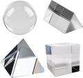 K9 Optical Crystal Photography Prism Set of 4 Pieces, 50mm Crystal Ball, 50mm Cube, 60mm Prism, 60mm Pyramid