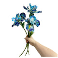 3pcs Blue Iris Flower Artificial PU Flower Heads with Stem, Real Touch